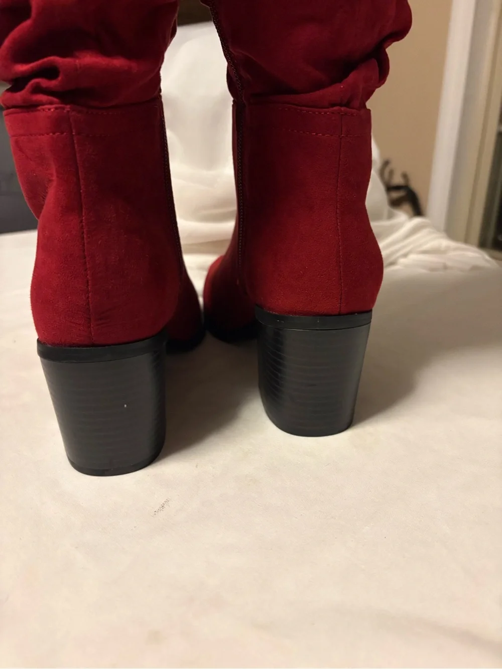 New York & Company Burgundy Suede Over-the-Knee Boots